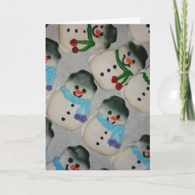 Cartão de Natal "Biscoitos de Boneco de Neve" (Frente)