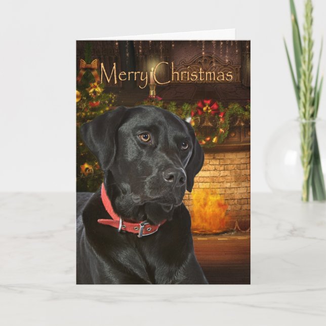 Cartão de Natal Black Lab (Frente)