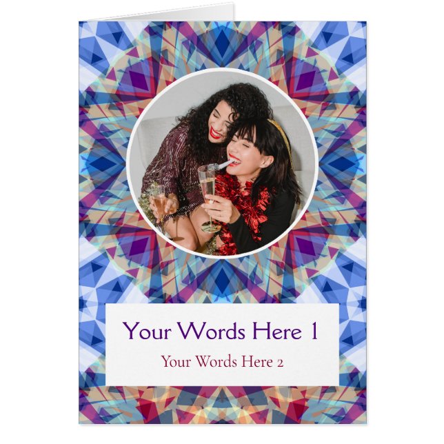 Cartão de Natal Blue Star com Saudação Fotográfica (Frente)