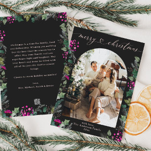 Cartão de Natal Boho Chic Black & Pink Arch