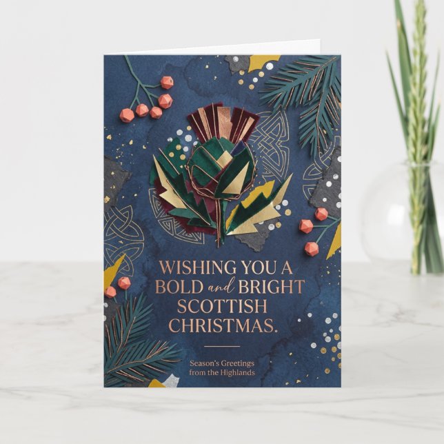 Cartão de Natal Bold Bright Scottish Thistle (Frente)
