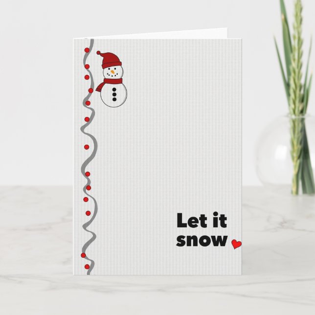 Cartão de Natal Boneco de Neve Deixe Nevar (Frente)