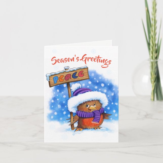 Cartão de natal bonitinho Robin da Paz (Frente)