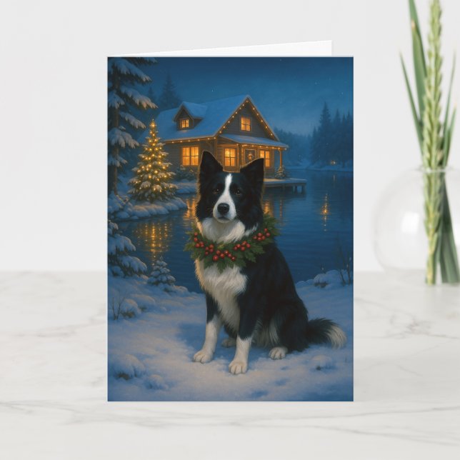 Cartão de Natal Border Collie (Frente)