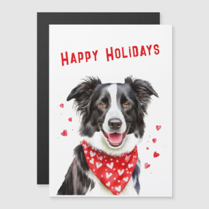 Cartão de Natal Border Collie com Bandana Vermelha