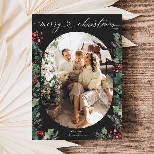 Cartão de Natal Botânico de Música Escura