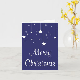 Cartão de Natal Branco e Azul Simples e Elegante