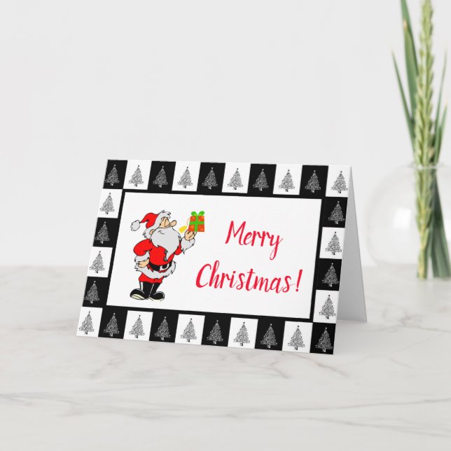 Cartão de Natal Branco e Preto Dobrado (Frente)