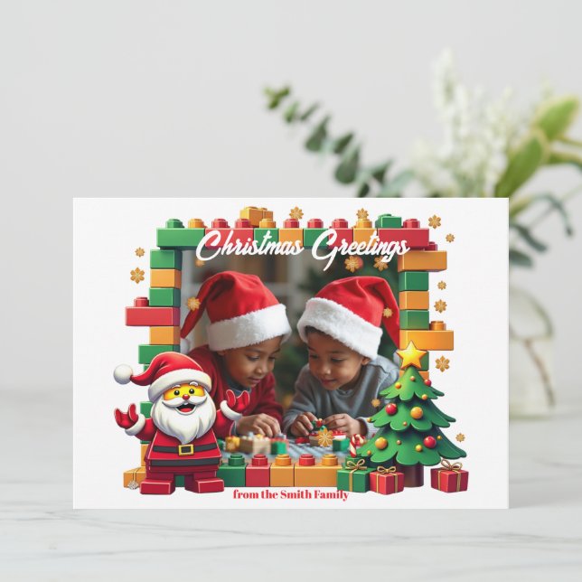 cartão de Natal Bricks & Giggles (Em pé/Frente)