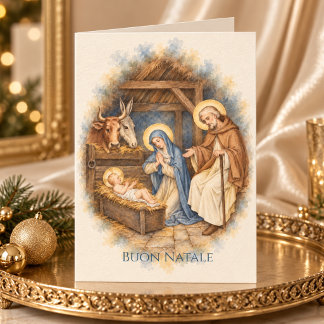 Cartão de Natal Buon Natale | Natividade & Fl Vint