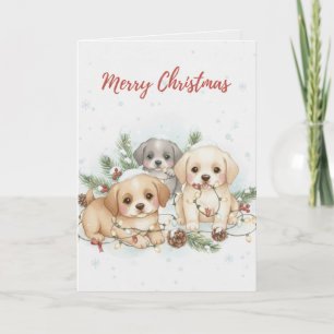 Cartão de Natal Cachorrinhos Alegres - cartão fofo