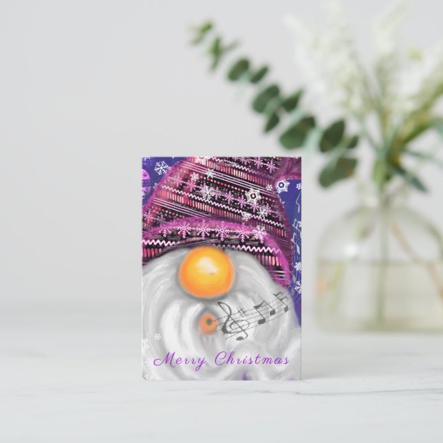 Cartão de Natal Cantando Gnomo Musical (Em pé/Frente)