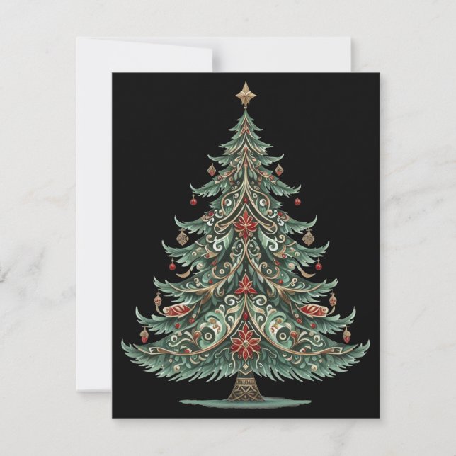 Cartão de Natal caprichoso da árvore de Natal (Frente)
