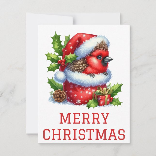 Cartão de Natal Cardinário de Bebê Bonito (Frente)