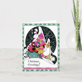 Cartão de Natal "Casal Estilizado" com Estilo Retr