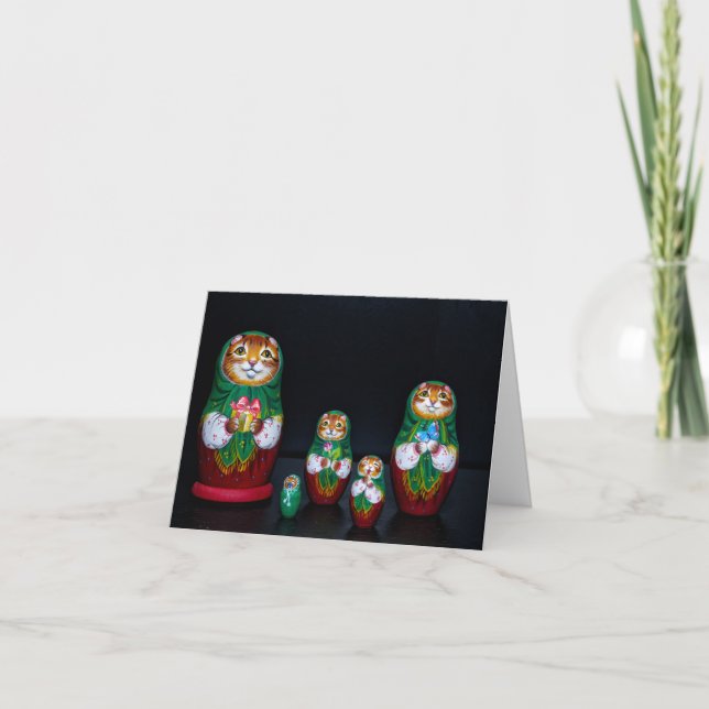 Cartão de Natal Cat Matryoshka (Frente)