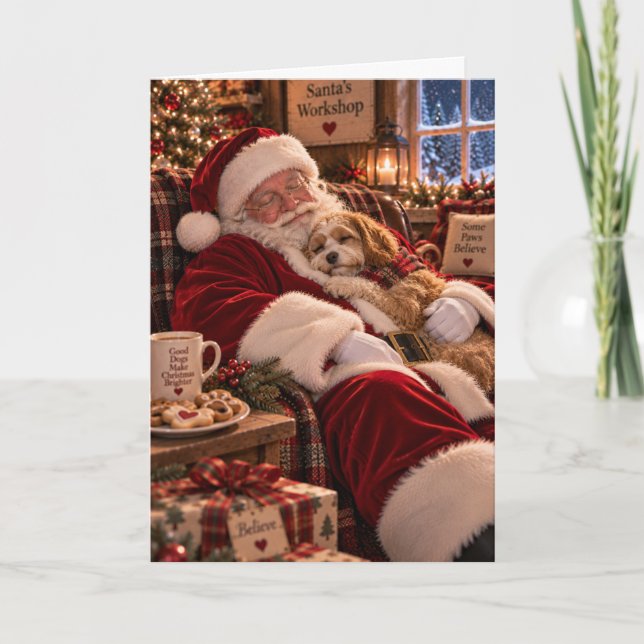 Cartão de Natal Cavapoo (Frente)