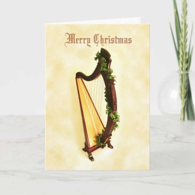 Cartão de Natal Celtic Harp (Frente)
