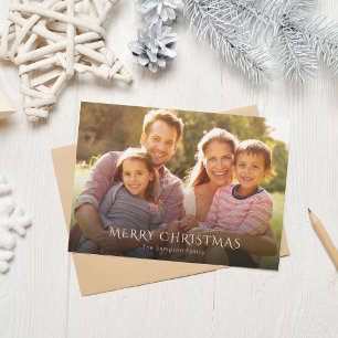 Cartão de Natal Clássico com Foto da Família