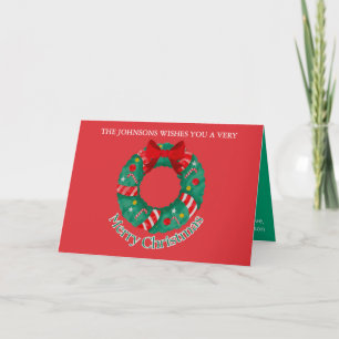 Cartão de Natal clássico em vermelho e verde