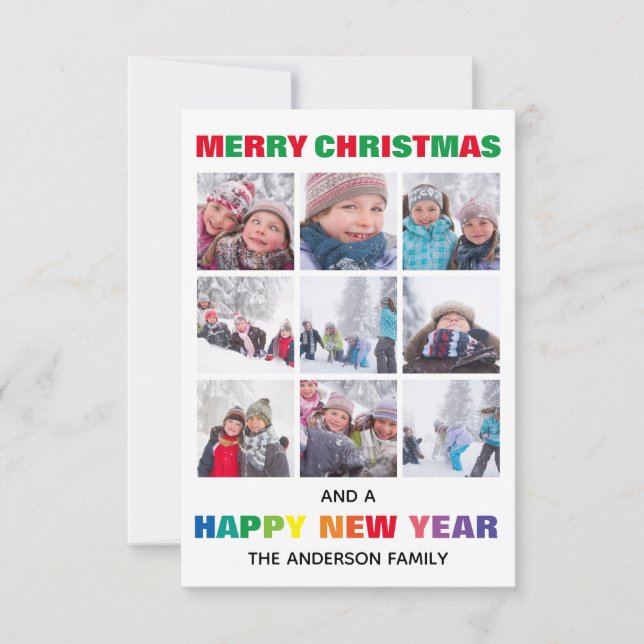 Cartão de Natal Colagem Arco-íris Natalino 3x5 (Frente)