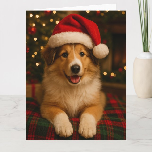 Cartão de Natal Collie (Frente)