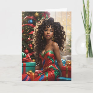Cartão de Natal Colorido da Diva Afro-Americana