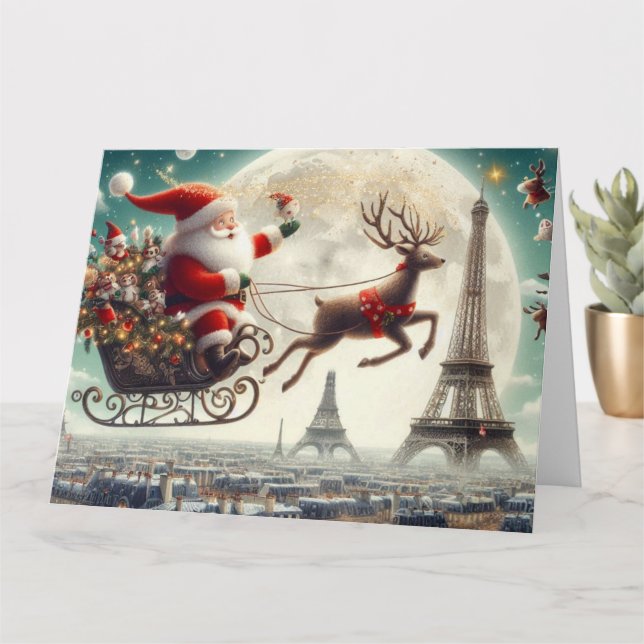 Cartão de Natal colorido num cenário parisiense (Planta pequena)