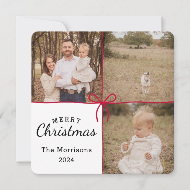 Cartão de Natal com 3 Imagens de Enrolamento do Ar (Frente)