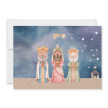 Cartão de Natal com a aquarela dos sábios