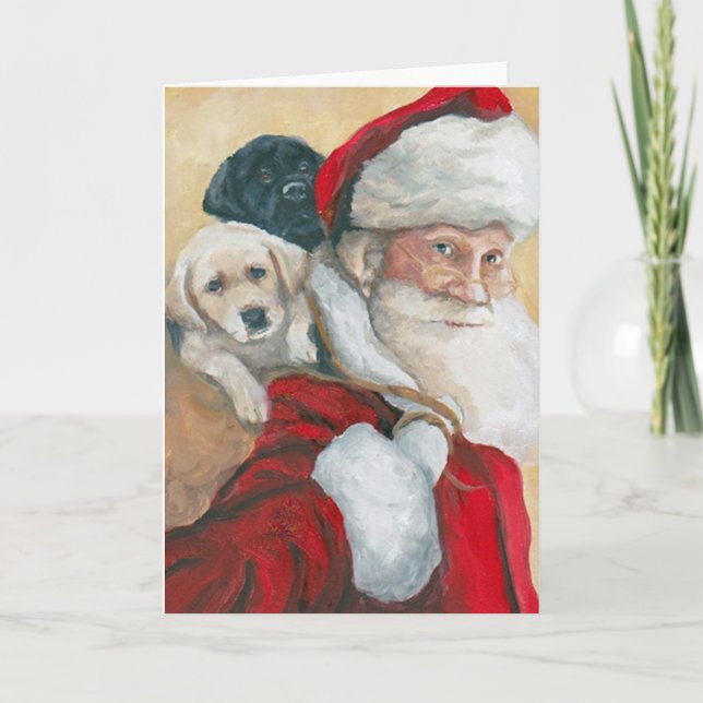 Cartão de Natal com Arte de Cachorro Labrador Retr (Frente)