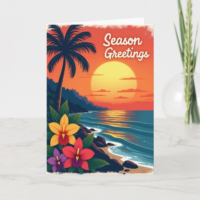 Cartão de Natal com Brilho Tropical (Frente)