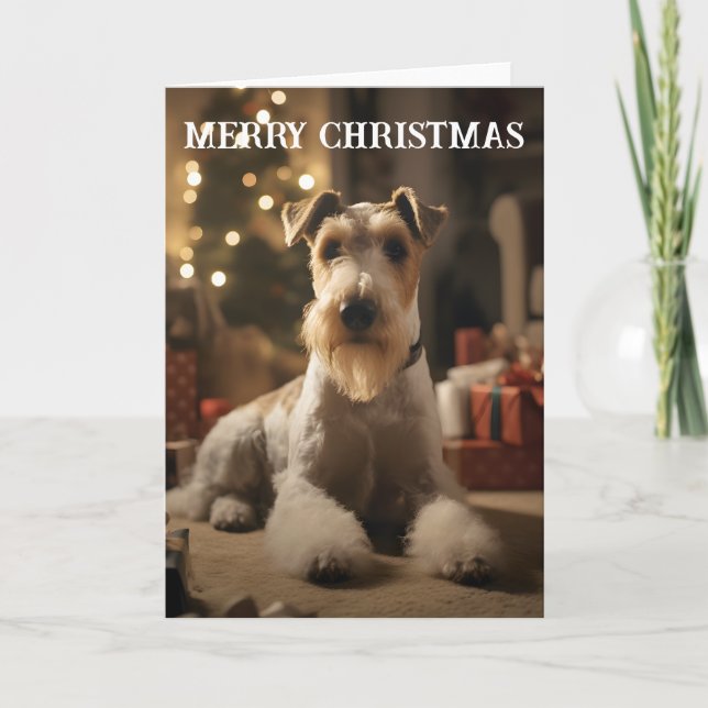 Cartão de Natal Com Cabelo De Fio Fox Terrier (Frente)