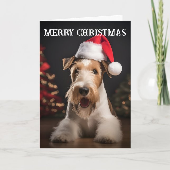 Cartão de Natal Com Cabelo De Fio Fox Terrier (Frente)