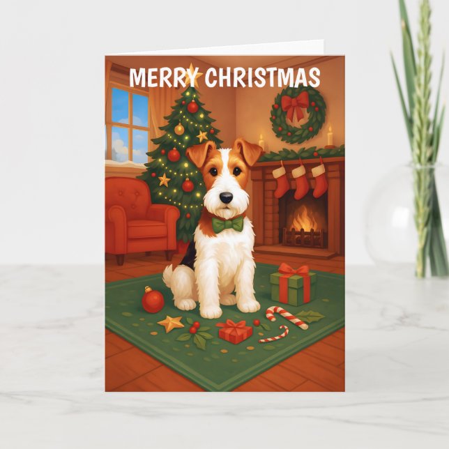 Cartão de Natal Com Cabelo De Fio Fox Terrier (Frente)