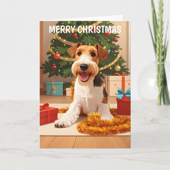 Cartão de Natal Com Cabelo De Fio Fox Terrier (Frente)