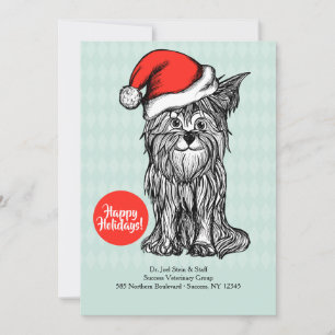 Cartão de Natal com Cachorro e Chapéu de Papai Noe