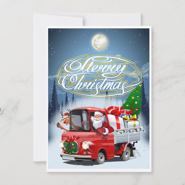 cartão de Natal com caminhão do Papai Noel de dese (Frente)