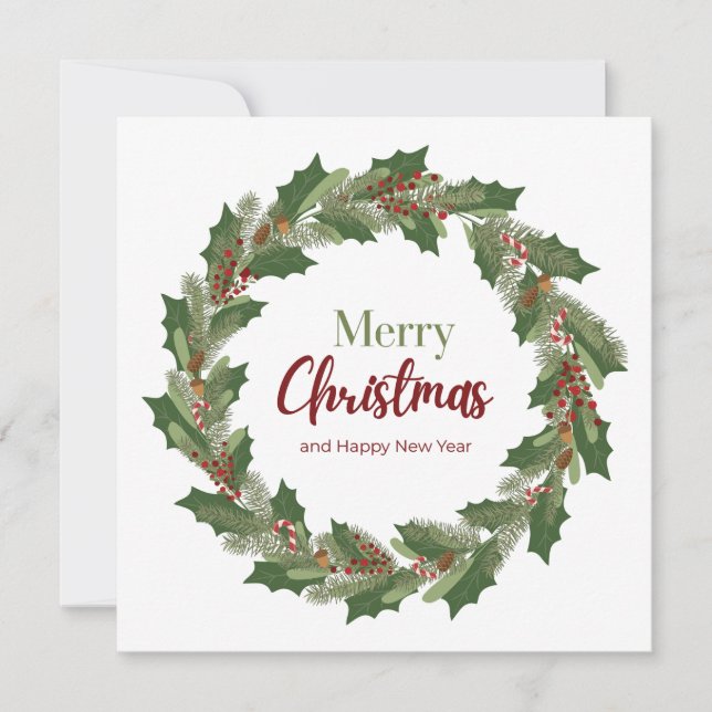 Cartão de Natal com Coroa de Natal (Frente)