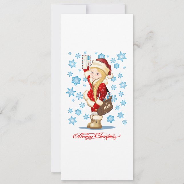 Cartão de Natal com desenho animado Snow Maiden -  (Frente)