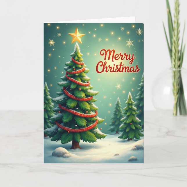 Cartão de Natal com Efeito Bokeh Estrelado (Frente)