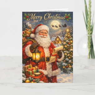Cartão de Natal com Esboço a Carvão do Papai Noel
