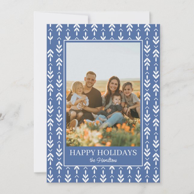 Cartão de Natal com folhas impressas em bloco (Frente)