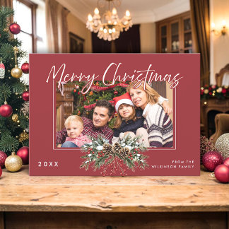 Cartão de Natal com Foto da Família do Pinheiro Ca