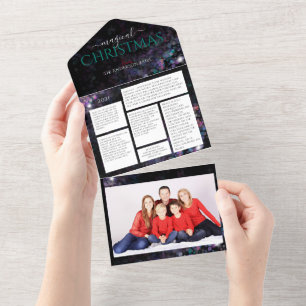 Cartão de Natal com foto da família e newsletter