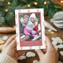 Cartão de Natal com Foto da Família Pintado à Mão 