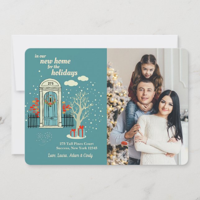 Cartão de Natal com Foto da Porta da Frente no Inv (Frente)