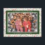 Cartão de Natal com Foto de Flocos de Neve<br><div class="desc">Cartão de Natal com Foto de Flocos de Neve - apresenta sua foto deslumbrante cercada por flocos de neve brancos e azevinho com frutas. Nosso modelo torna muito fácil para você personalizar seu cartão de Natal. Todo o texto é editável. O cartão faz parte de uma coleção. Desenhado por Beverly...</div>