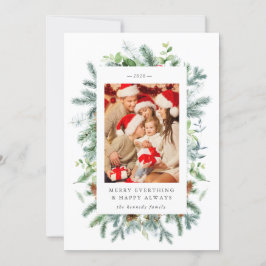 Cartão de Natal com Foto de Pinheiro e Mirtilos