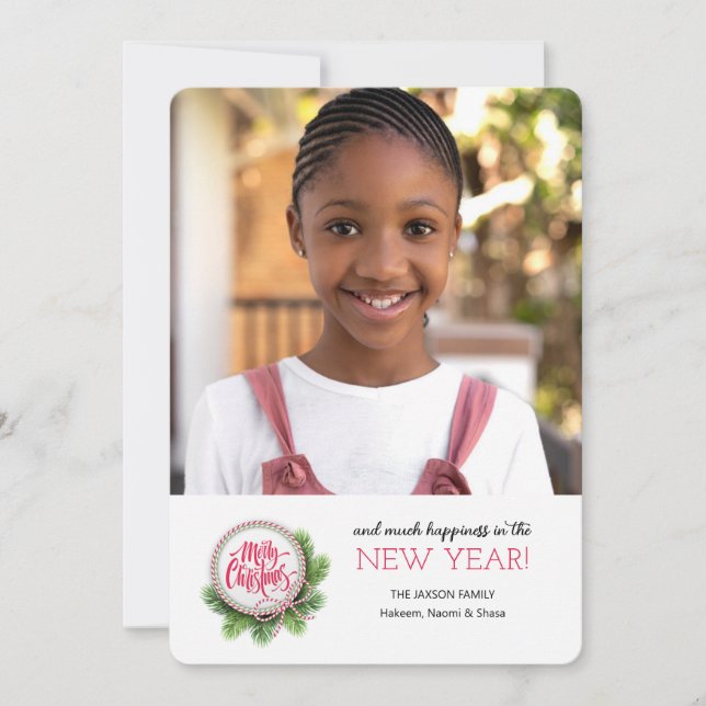 Cartão de Natal com Foto de Saudação da Árvore de  (Frente)